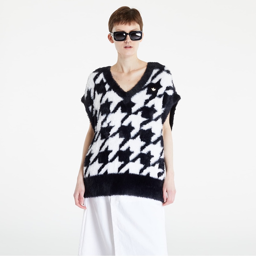 Adidas Houndstooth Fuzzy Sweater Vest- XS